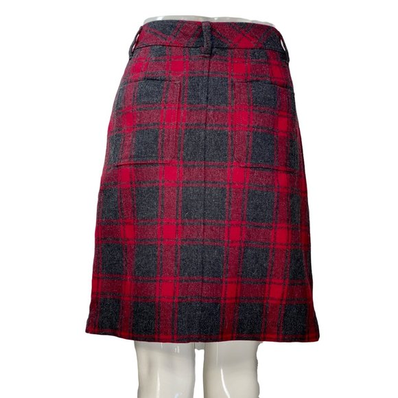 Eddie Bauer Red Plaid Wool Blend A-Line Skirt 4 - Picture 2 of 7